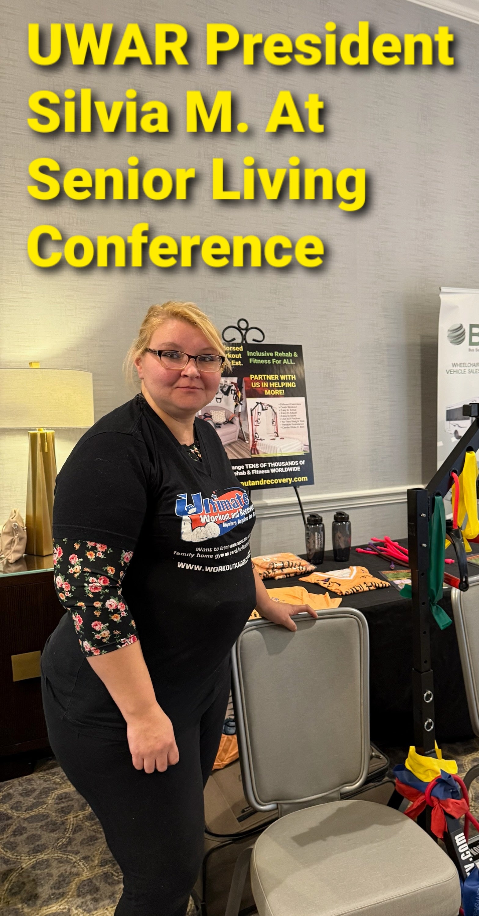 UWAR president Silvia M. at a senior living conference display